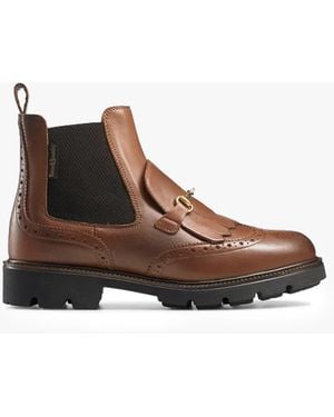 Russell & Bromley Kilty Snaffle Brogue Ankle Boots - Brown