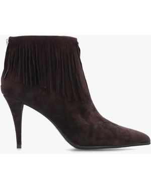 Daniel Stelle Fringed Heeled Ankle Boots - Brown