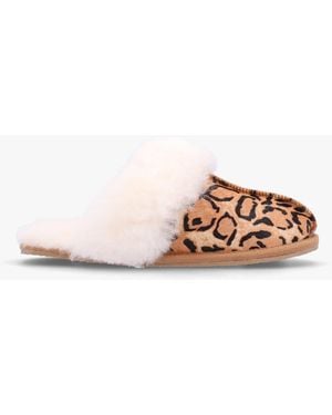 Daniel Soleo Leopard Calf Hair Sheepskin Twinface Slippers - White