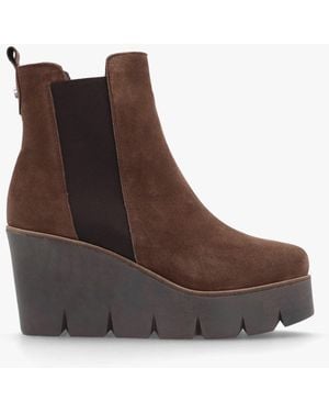 Alpe Alpaca Brown Suede Wedge Ankle Boots
