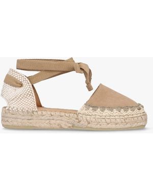 Daniel Istitch Beige Suede Tie Fastening Flat Espadrilles - Multicolor