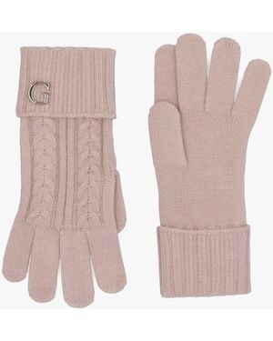 Guess Knitted G Logo Gloves - Pink