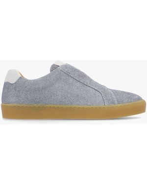 Russell & Bromley Pear Laceless Denim Suede Trainers - White