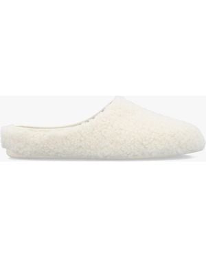 Daniel Heddy Cream Teddy Fleece Mule Slippers - White