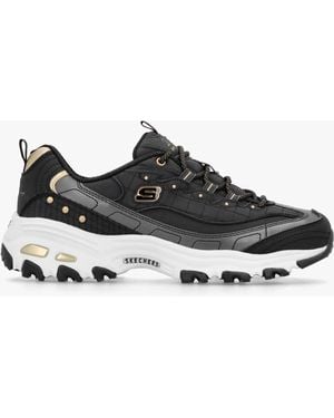 Skechers Women's D'lites Night Black & Gold Sneakers