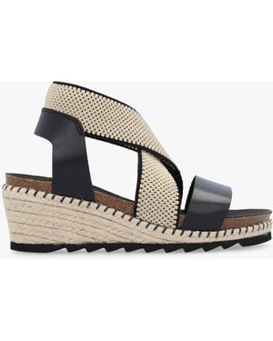 Daniel Iwedge Black Leather Elasticated Cross Strap Wedge Sandals
