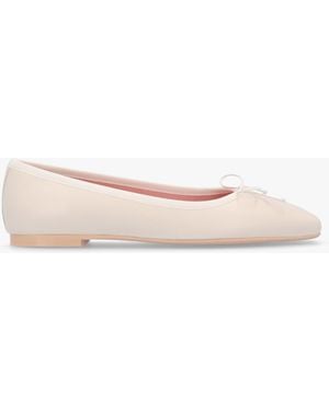 Pretty Ballerinas Camille Cream Leather Square Toe Ballerina Court Shoes - Natural