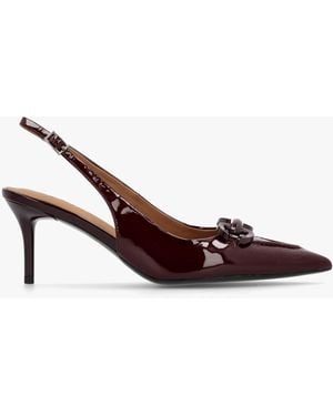 Daniel Eppie Burgundy Patent Leather Mid Heel Sling Back Shoes - Brown