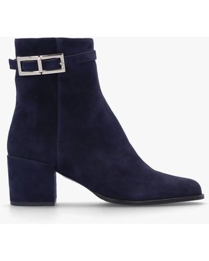 Daniel Pearl Navy Suede Block Heel Ankle Boots - Blue