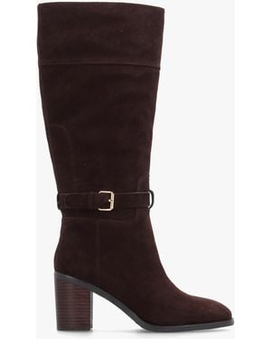 Daniel Spartan Ankle Strap Block Heel Knee Boots - Brown