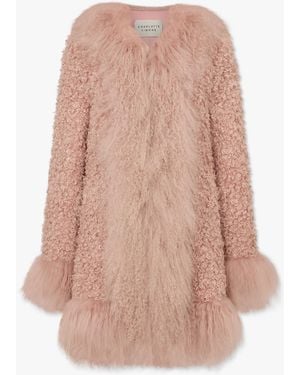 Charlotte Simone Bonnie Pastel Pink Curley Mid-length Coat