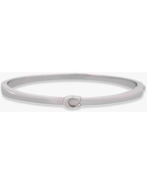 COACH Single C Logo Hinge Bangle - White