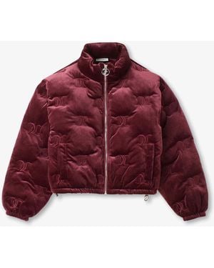 Juicy Couture S Madeline Monogram Velour Puffer Jacket - Red