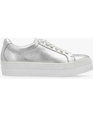 Daniel Piccadilly Circus Silver Leather Flatform Trainers - White