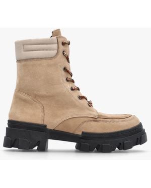 Daniel Betro Nubuck Leather Chunky Ankle Boots - Natural