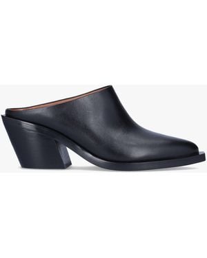 COACH Paloma Black Leather Western Block Heel Backless Mules - Blue