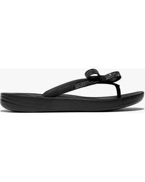 Fitflop Iqushion Glitz Bow Flip Flops - White