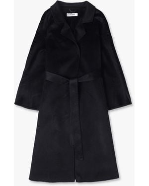 FLOUU Black Wool Cashmere Longline Coat