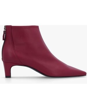 Daniel Sedda Burgundy Leather Low Heel Ankle Boots - Red