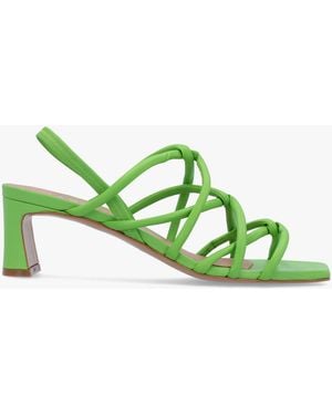 Daniel Sanuma Green Leather Mini Pillow Strap Heeled Sandals