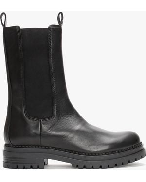 Daniel Izzie Black Leather Elongated Chelsea Boots