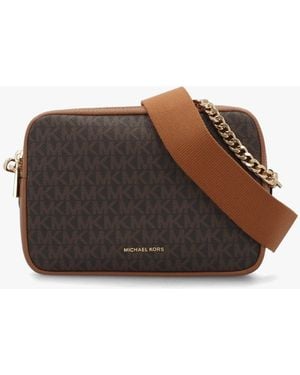 Michael Kors Bryant Acorn Signature Logo Double Zip Camera Cross-Body Bag - Brown