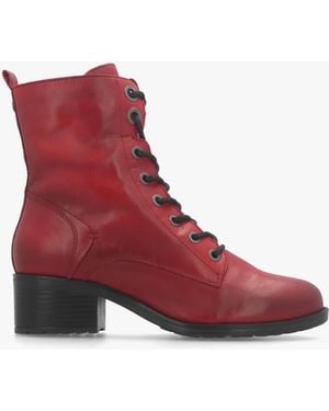 Moda In Pelle Bezzie Red Leather Block Heel Ankle Boots
