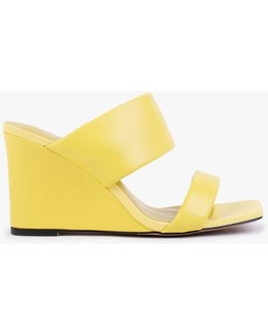 Daniel Selegant Yellow Leather Wedge Sandals