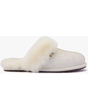 Australia Luxe Cream Suede Cowhide Slippers - White