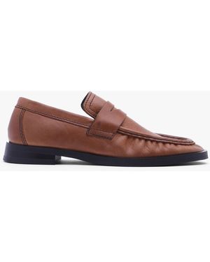 Miista Zita Tan Leather Moccasin Loafers - Brown