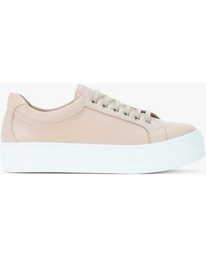 Daniel Piccadilly Circus Blush Leather Flatform Trainers - White
