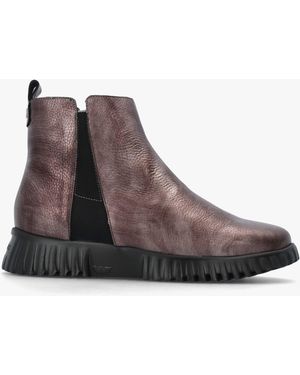 Wonders Pewter Leather Chelsea Boots - Brown