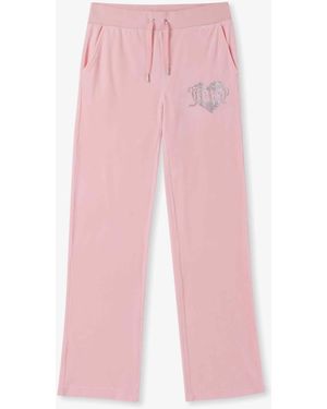 Juicy Couture Del Ray Apple Blossom Velour Heart Diamante Lounge Trousers - Pink