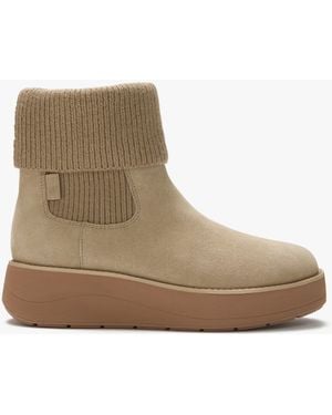 Fitflop Gen-Ff Roam Suede Knitted Collar Chelsea Boots - Brown