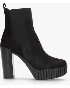Alpe Ablush Black Suede Platform High Heel Ankle Boots