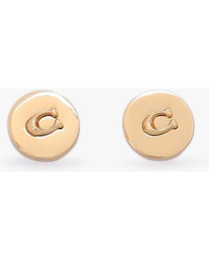 COACH C Logo Round Stud Earrings - White