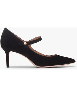 Ralph Lauren Lanette Black Suede Mar Jane Heeled Court Shoes