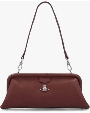 Vivienne Westwood Jane Frame Chestnut Leather Shoulder Bag Purse - Purple