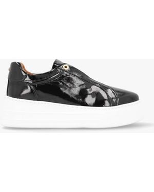 Moda In Pelle Aneeba Black Patent Leather Slip On Trainers - White