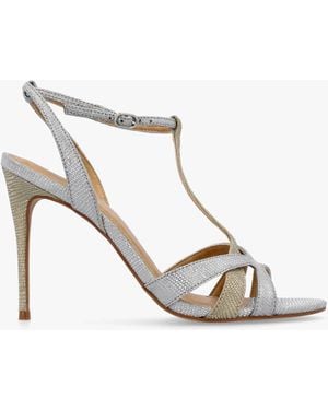 Daniel Civil & Metallic T Bar Stiletto Heel Sandals - White