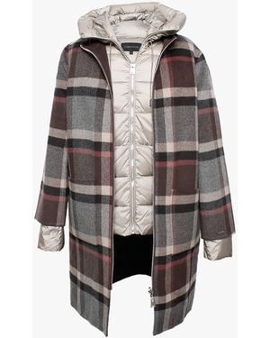 Oakwood Liliana Brown Checked Wool & Nylon Padded Longline Coat