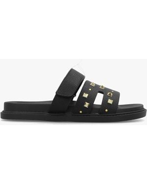 Daniel Yasmine Studded H Bar Flat Mules - Black