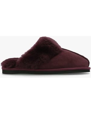 Daniel Shut Burgundy Sheepskin Twinface Slippers - Red