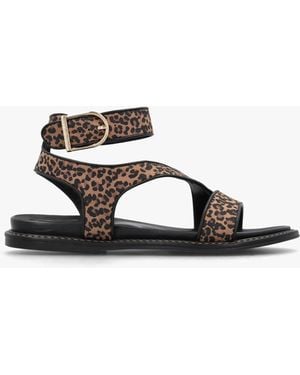 Moda In Pelle Nolanna Leopard Buckle Fastening Flat Sandals - White