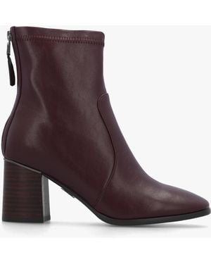 Moda In Pelle Petras Burgundy Zip Block Heel Ankle Boots - Brown