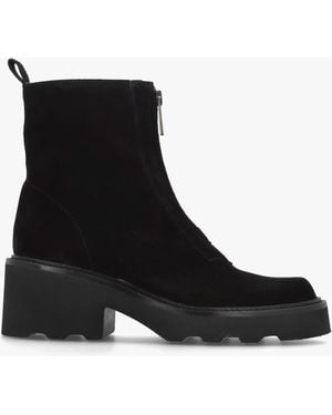 Alpe Azzie Front Zip Block Heel Ankle Boots - Black