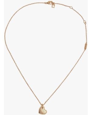 COACH Textured C Logo Heart Necklace - White