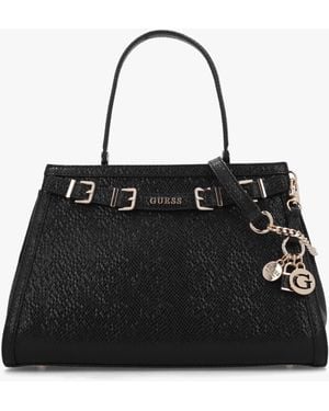 Guess Dovie Reptile Satchel Bag - Black