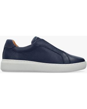 Daniel Viola Tumbled Leather Low Profile Trainers - Blue