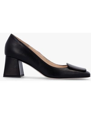 Daniel Nessie Black Leather Block Heel Court Shoes - Multicolour